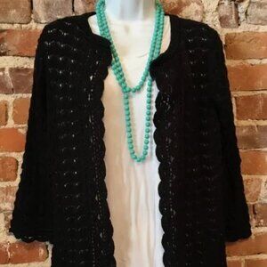 Isaac Mizrahi Live! Crochet Open Front 3/4 Sleeve Cardigan